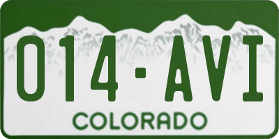 CO license plate 014AVI