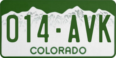 CO license plate 014AVK