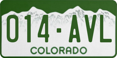 CO license plate 014AVL