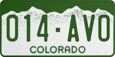 CO license plate 014AVO