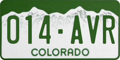 CO license plate 014AVR
