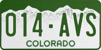 CO license plate 014AVS
