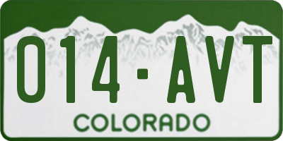 CO license plate 014AVT