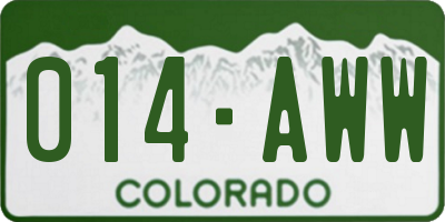 CO license plate 014AWW