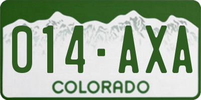 CO license plate 014AXA