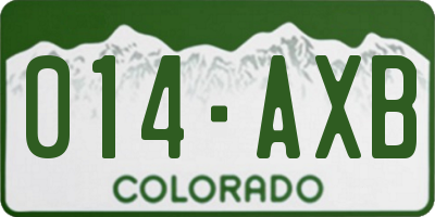 CO license plate 014AXB