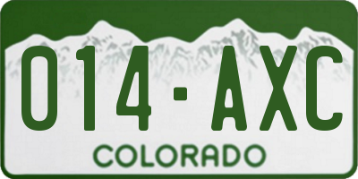 CO license plate 014AXC
