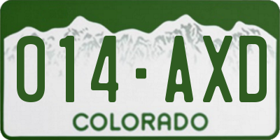 CO license plate 014AXD