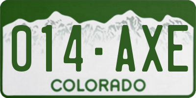 CO license plate 014AXE