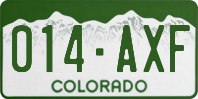 CO license plate 014AXF