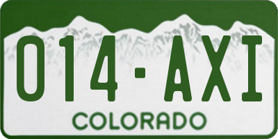 CO license plate 014AXI