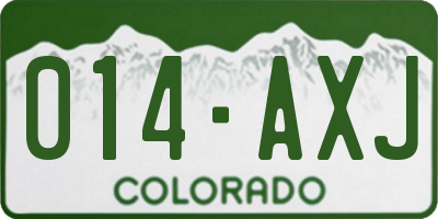 CO license plate 014AXJ