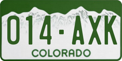 CO license plate 014AXK
