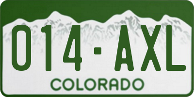 CO license plate 014AXL