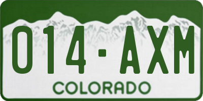 CO license plate 014AXM
