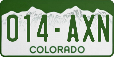 CO license plate 014AXN