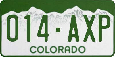 CO license plate 014AXP
