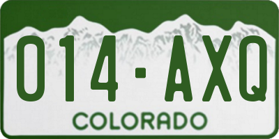 CO license plate 014AXQ