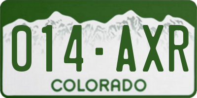CO license plate 014AXR