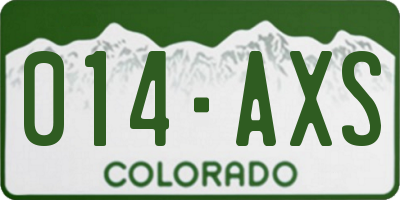 CO license plate 014AXS