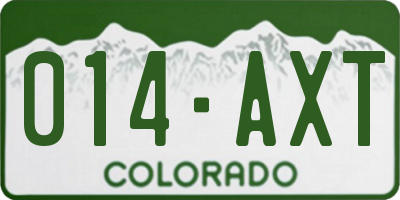 CO license plate 014AXT