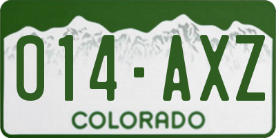 CO license plate 014AXZ