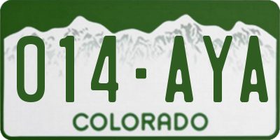 CO license plate 014AYA