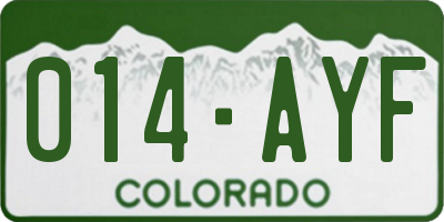 CO license plate 014AYF