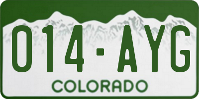 CO license plate 014AYG