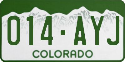 CO license plate 014AYJ