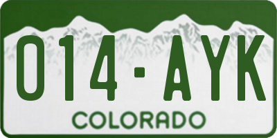 CO license plate 014AYK