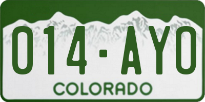 CO license plate 014AYO