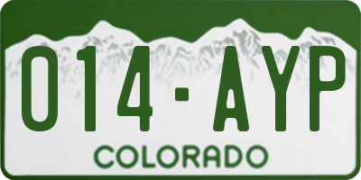 CO license plate 014AYP