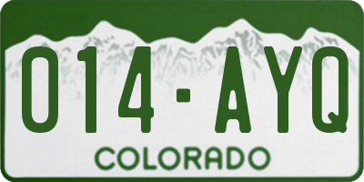 CO license plate 014AYQ