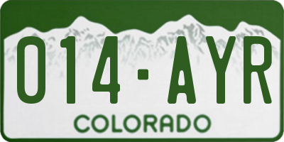 CO license plate 014AYR