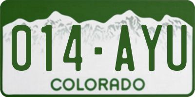 CO license plate 014AYU