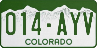 CO license plate 014AYV