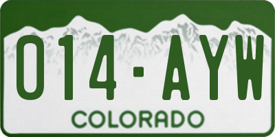 CO license plate 014AYW