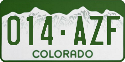 CO license plate 014AZF