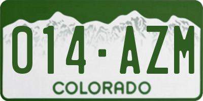 CO license plate 014AZM