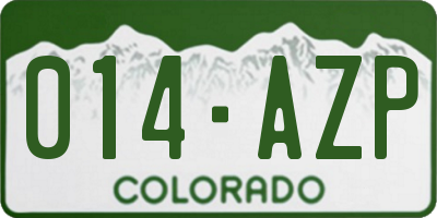 CO license plate 014AZP