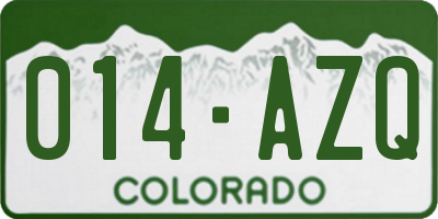 CO license plate 014AZQ