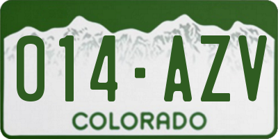 CO license plate 014AZV