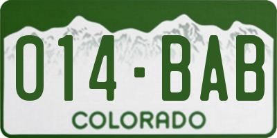 CO license plate 014BAB