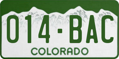CO license plate 014BAC
