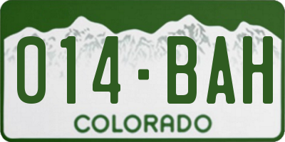 CO license plate 014BAH