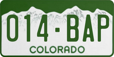 CO license plate 014BAP