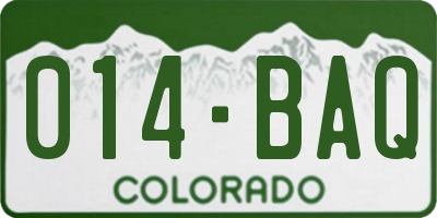CO license plate 014BAQ