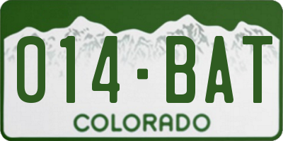 CO license plate 014BAT