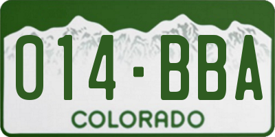 CO license plate 014BBA